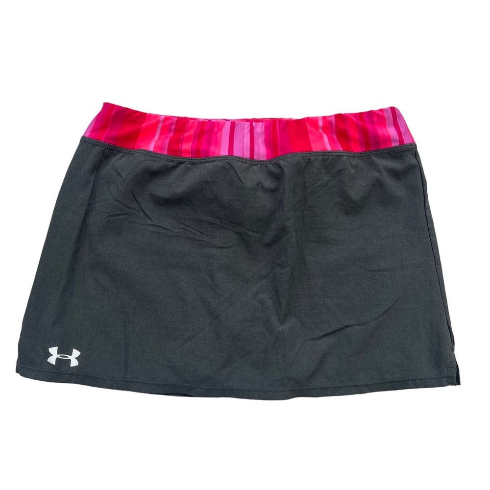 Under Armour Girls YXL Gray Pink Built in Shorts Activewear HEATGEAR Skort Skirt